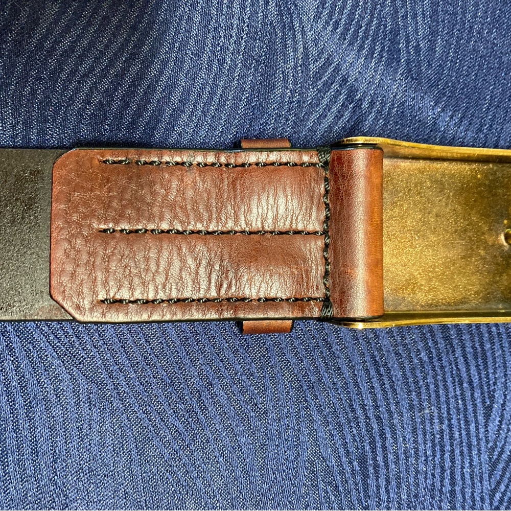 Vintage Burberry Unisex Leather Belt with Brass Sliding Buckle 100cm - Picture 4 of 11
